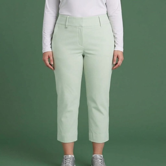 Swing Control Pants - Swing Control 8001SW Golf Capri Pants Womens 14 Green Rayon Stretch‎ EUC